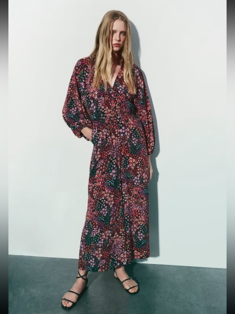 Zara FLORAL PRINT FULL LENGTH JUMPSUIT